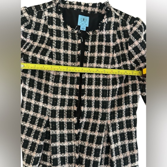 NWT-CeCe Black and Pink Long Sleeve Grid Tweed Frayed Blazer/Jacket Size‎ 6 - Picture 8 of 10